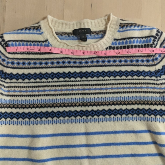 J Crew | Blue Wool Striped Fair Isle Sweater - Picture 8 of 12
